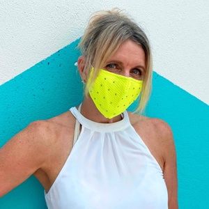 Neon Kiwi Mask with Rhinestones